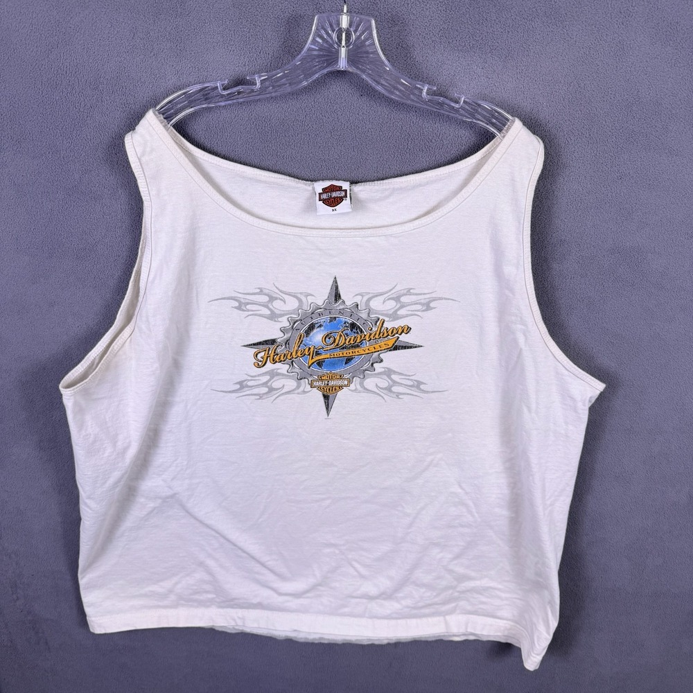 Vintage Y2K Harley Davidson Womens T Shirt Sleeveless 3XL 2004 St. Thomas Biker